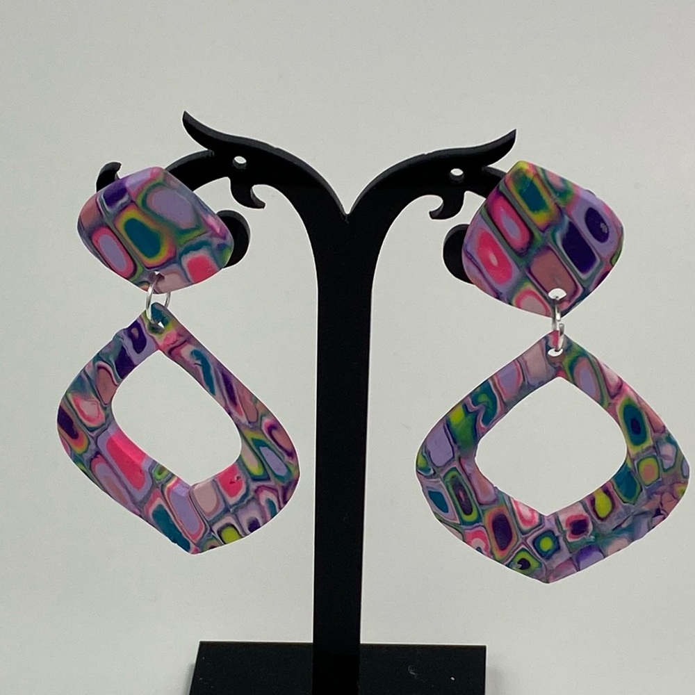 Unique Handmade Polymer Clay Stud Earrings - Picture 4 of 14